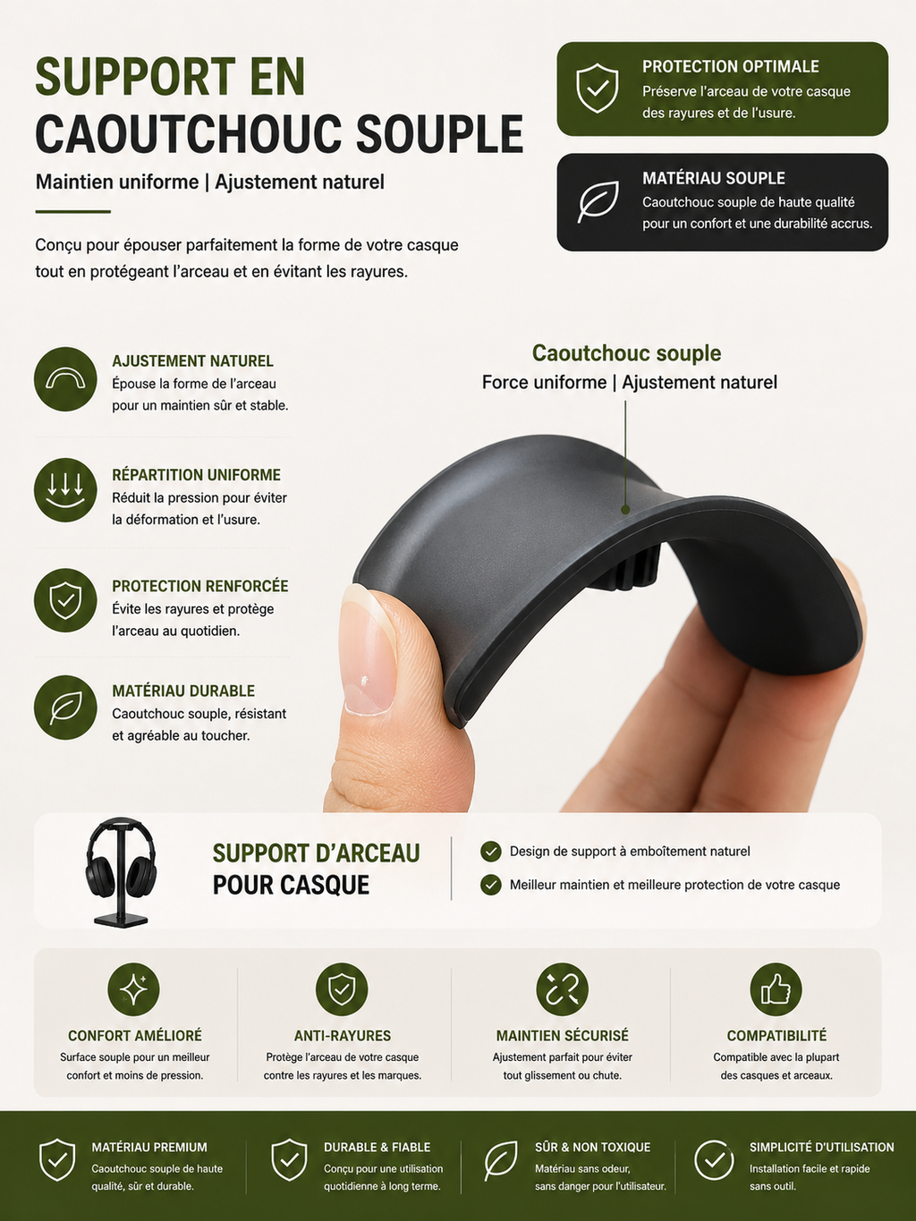 Support Casque Premium – Stable, Élégant & Gain de Place